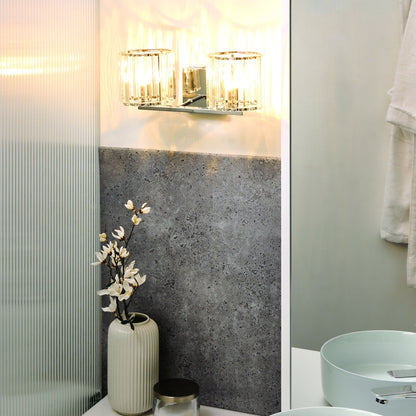 Wall Lamp Modern Silver Metal Base Glass Shade Geometric