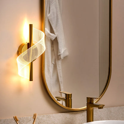 Gold Metal Wall Lamp LED Spiral Modern Light For Living Room Dining Room And Bedroom