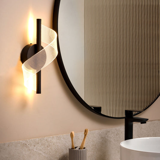 Wall Lamp Black Metal Spiral LED Light Living Room
