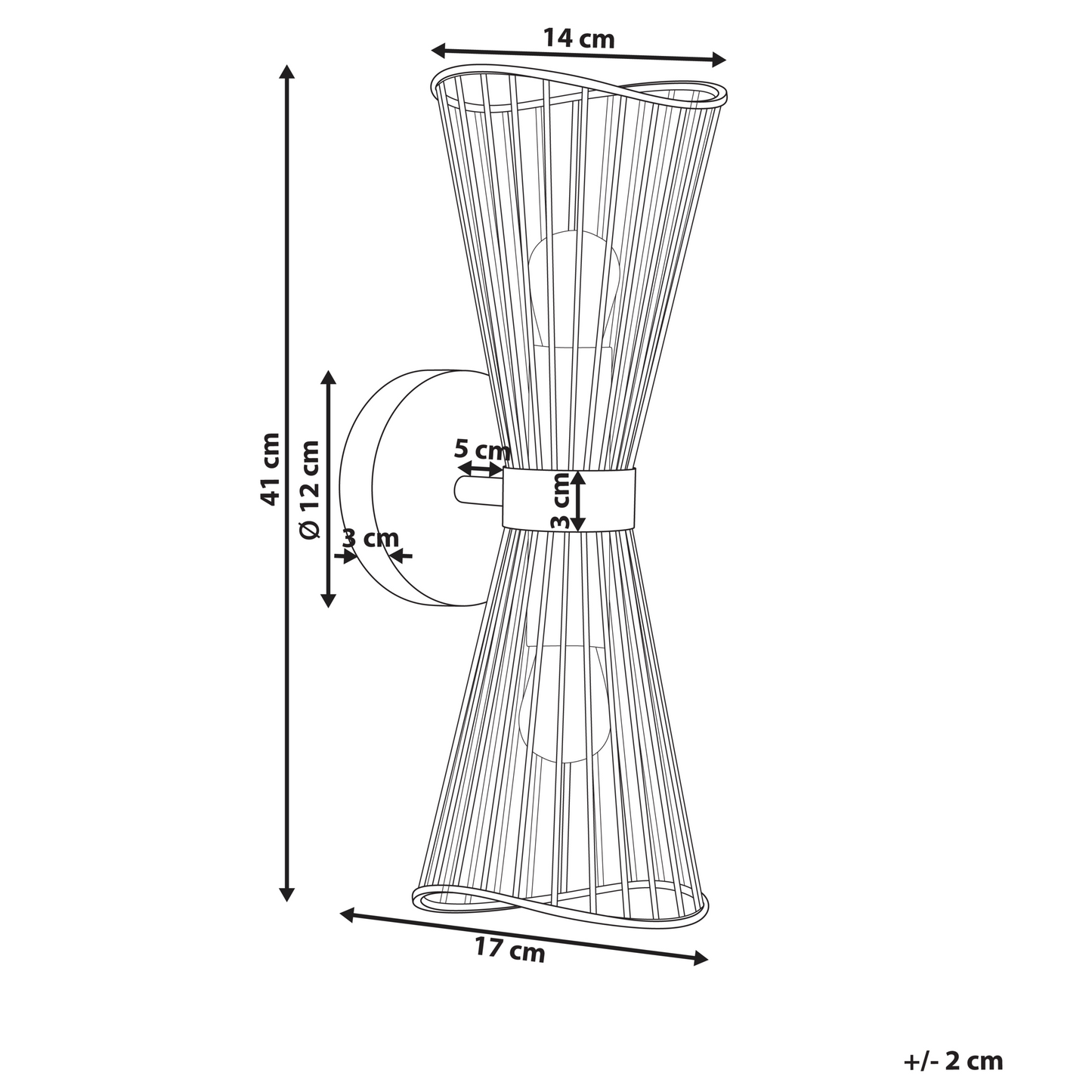 Wall Lamp Black Iron Led Hourglass Wire Modern