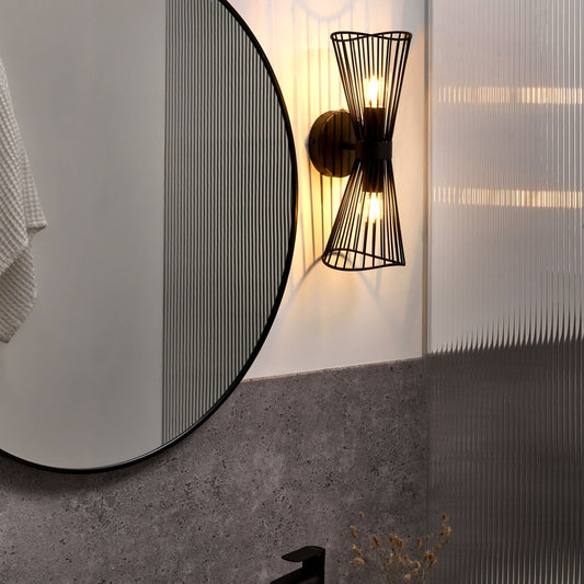 Wall Lamp Black Iron Led Hourglass Wire Modern