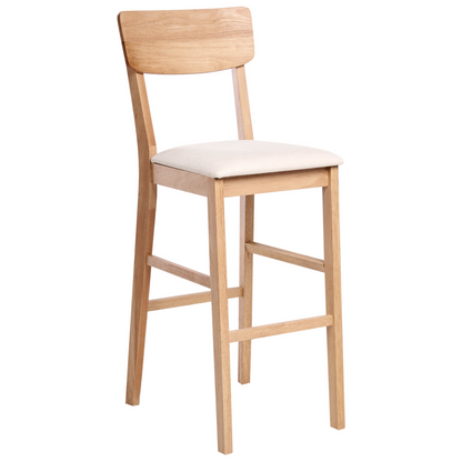 Set Of 2 Bar Chairs Rubberwood Light Brown And Beige