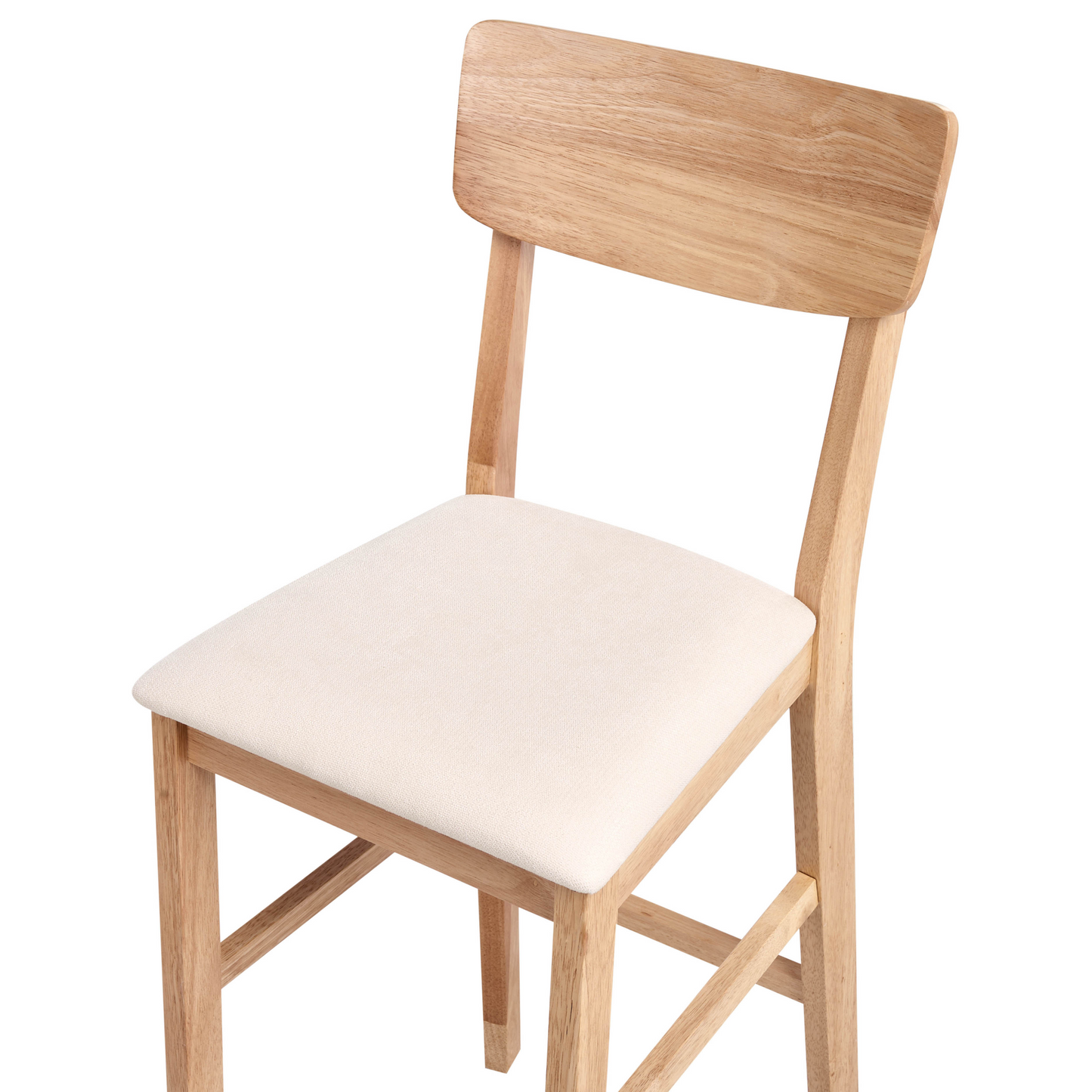 Set Of 2 Bar Chairs Rubberwood Light Brown And Beige