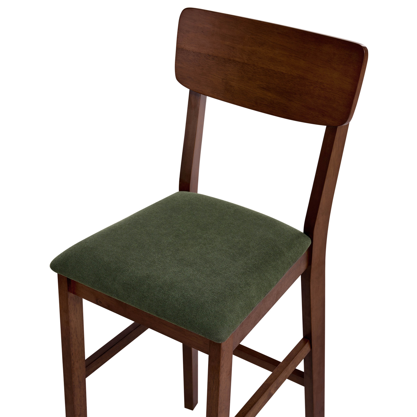 Home Set Of 2 Bar Chairs Walnut Rubberwood Dark Green