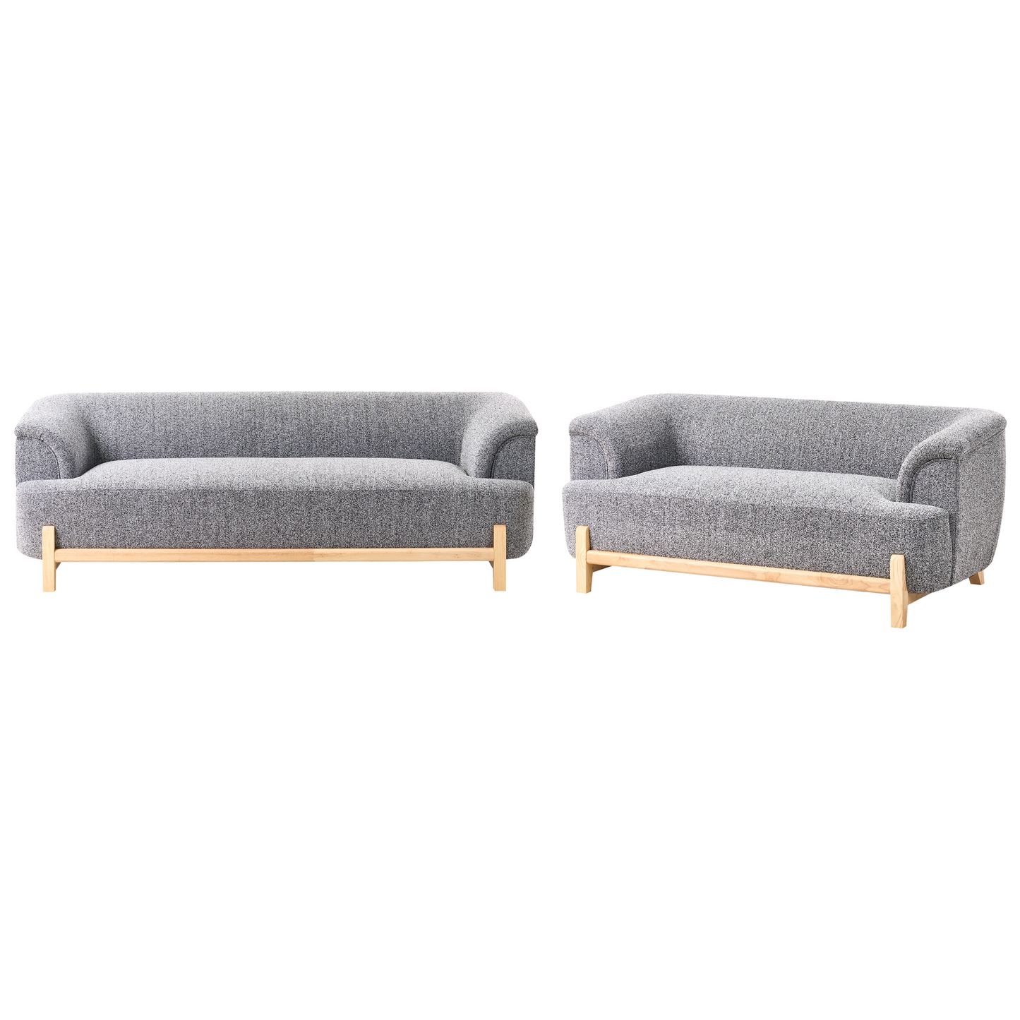 5 Seater Living Room Set Dark Grey Polyester Upholstery With Wooden Legs 2 Seater 3 Seater Modern Style