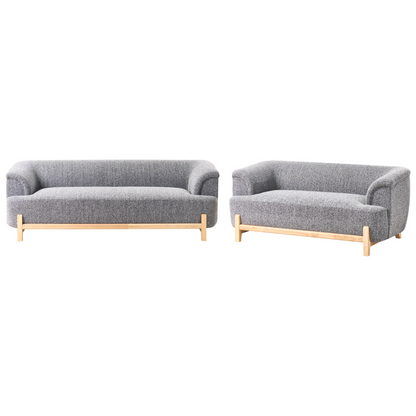 5 Seater Living Room Set Dark Grey Polyester Upholstery With Wooden Legs 2 Seater 3 Seater Modern Style