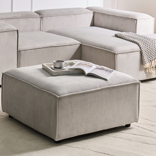 Element Taupe Corduroy Upholstered Ottoman With Black Legs