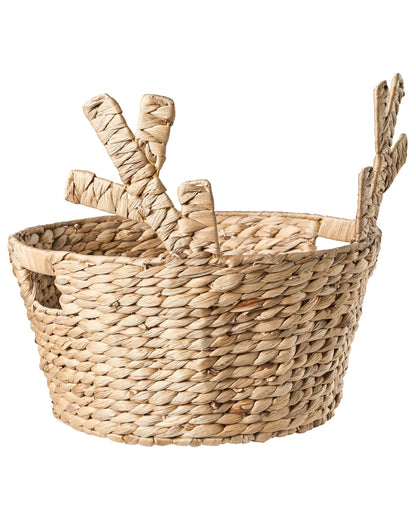 Natural Water Hyacinth Braided Basket Christmas Deer Ears