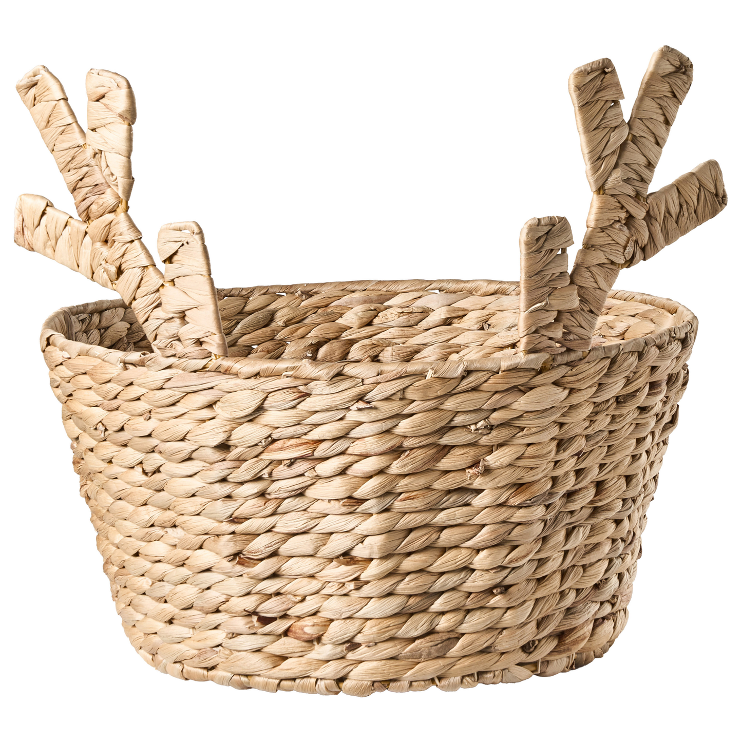 Natural Water Hyacinth Braided Basket Christmas Deer Ears