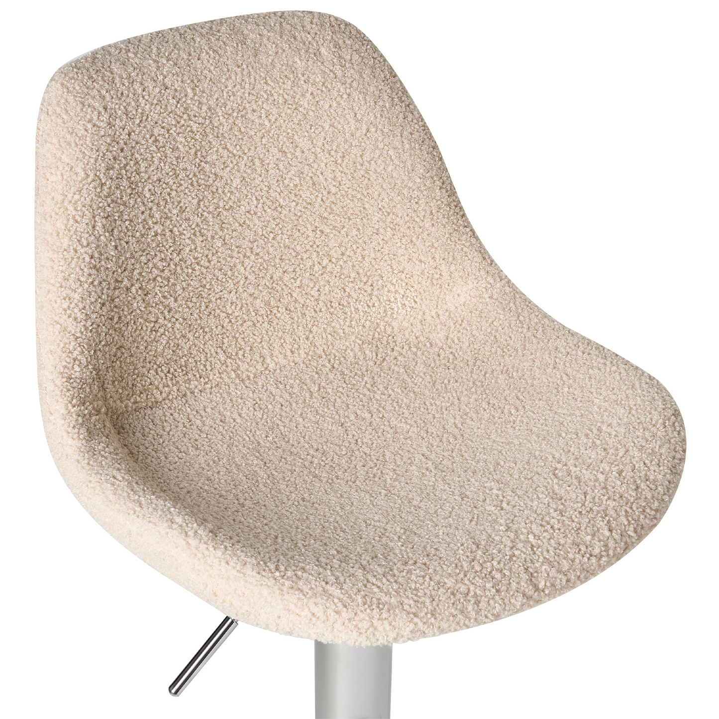 Set Of 2 Modern Light Beige Boucle Bar Stools With Silver Chrome Legs Swivel And Adjustable Height