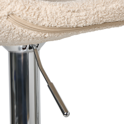 Set Of 2 Modern Light Beige Boucle Bar Stools With Silver Chrome Legs Swivel And Adjustable Height
