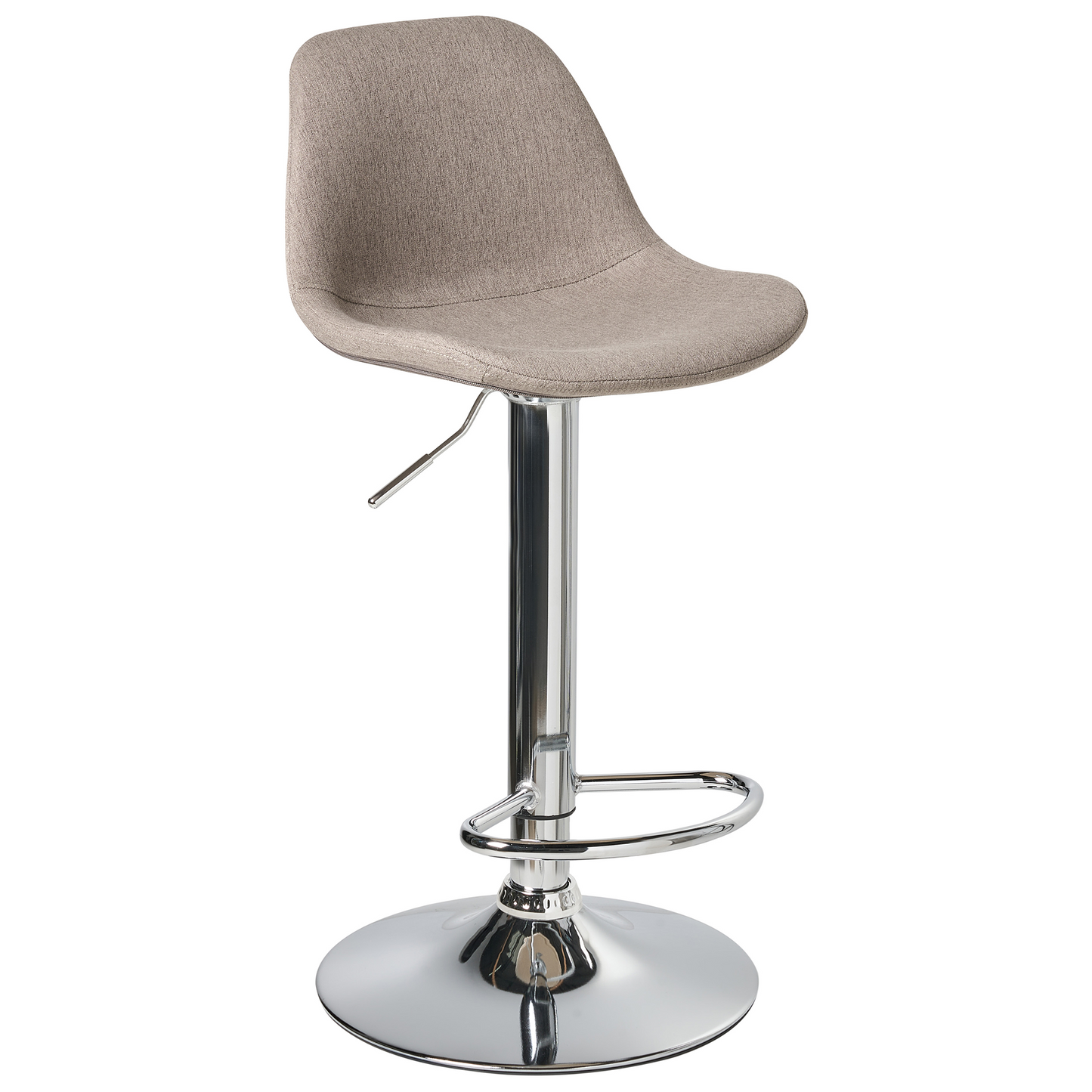 Taupe Fabric Bar Stools With Silver Legs Swivel
