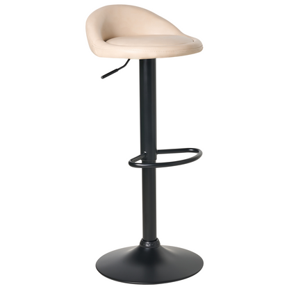 Bar Chairs Set of 2 Light Beige Eco Leather Swivel Adjustable