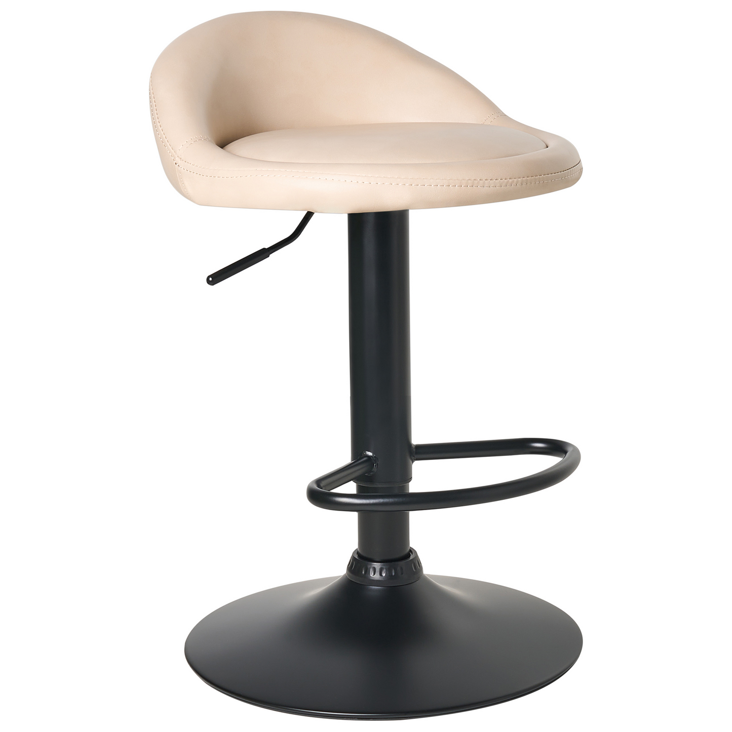 Bar Chairs Set of 2 Light Beige Eco Leather Swivel Adjustable