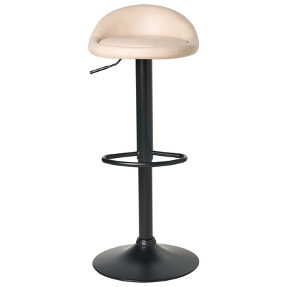 Bar Chairs Set of 2 Light Beige Eco Leather Swivel Adjustable