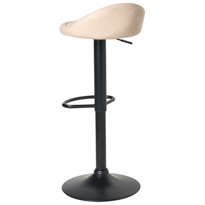 Bar Chairs Set of 2 Light Beige Eco Leather Swivel Adjustable