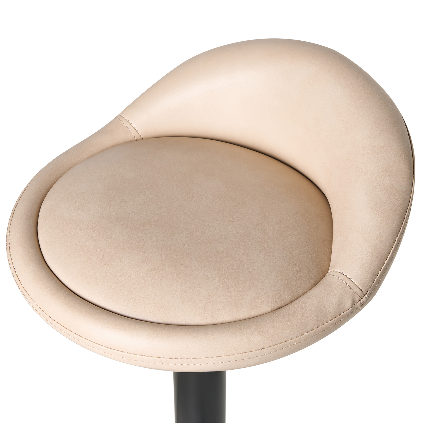 Bar Chairs Set of 2 Light Beige Eco Leather Swivel Adjustable