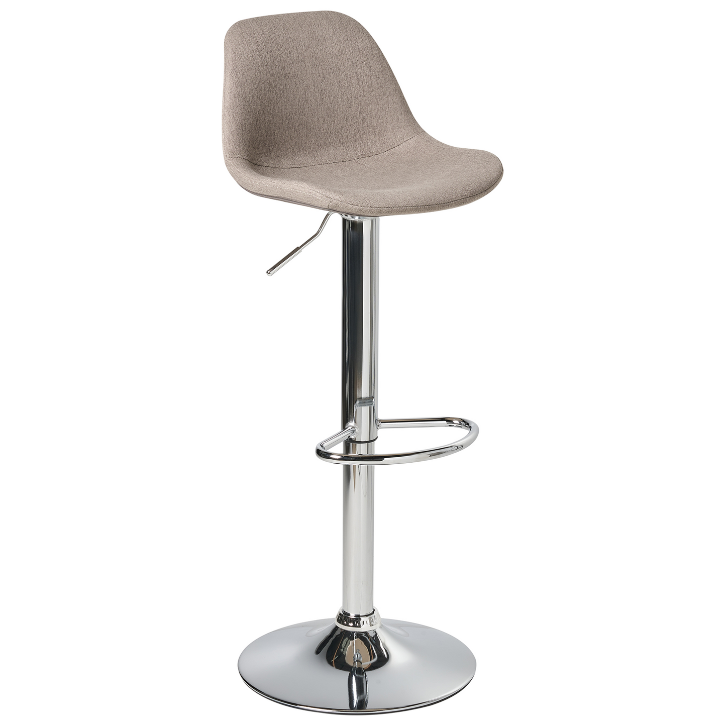 Taupe Fabric Bar Stools With Silver Legs Swivel