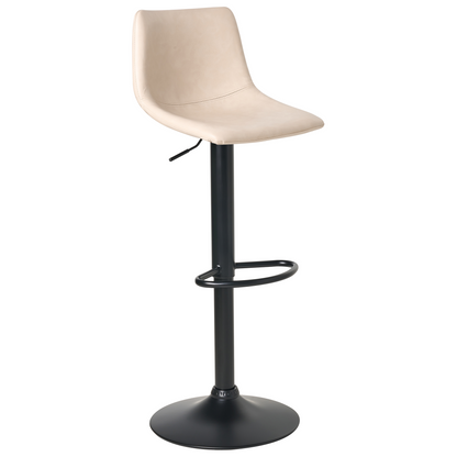 Light Beige Faux Leather Bar Stools Set 2 Swivel Black Base