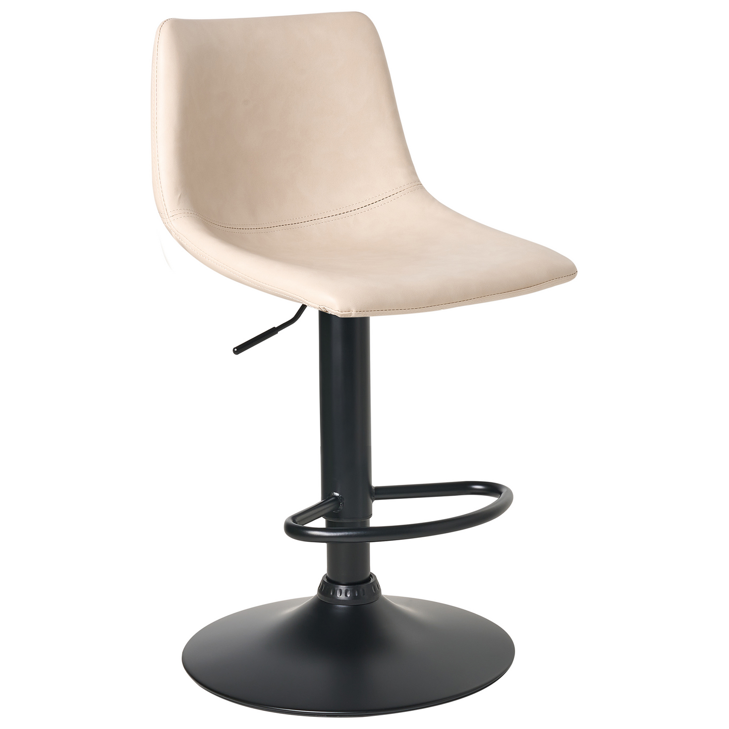 Light Beige Faux Leather Bar Stools Set 2 Swivel Black Base