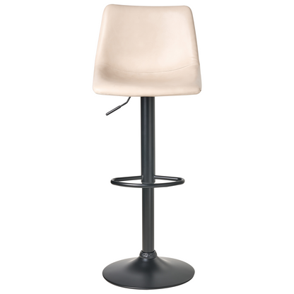 Light Beige Faux Leather Bar Stools Set 2 Swivel Black Base