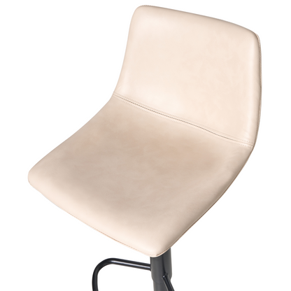 Light Beige Faux Leather Bar Stools Set 2 Swivel Black Base