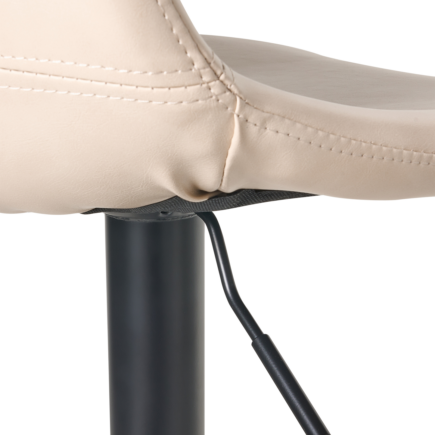 Light Beige Faux Leather Bar Stools Set 2 Swivel Black Base
