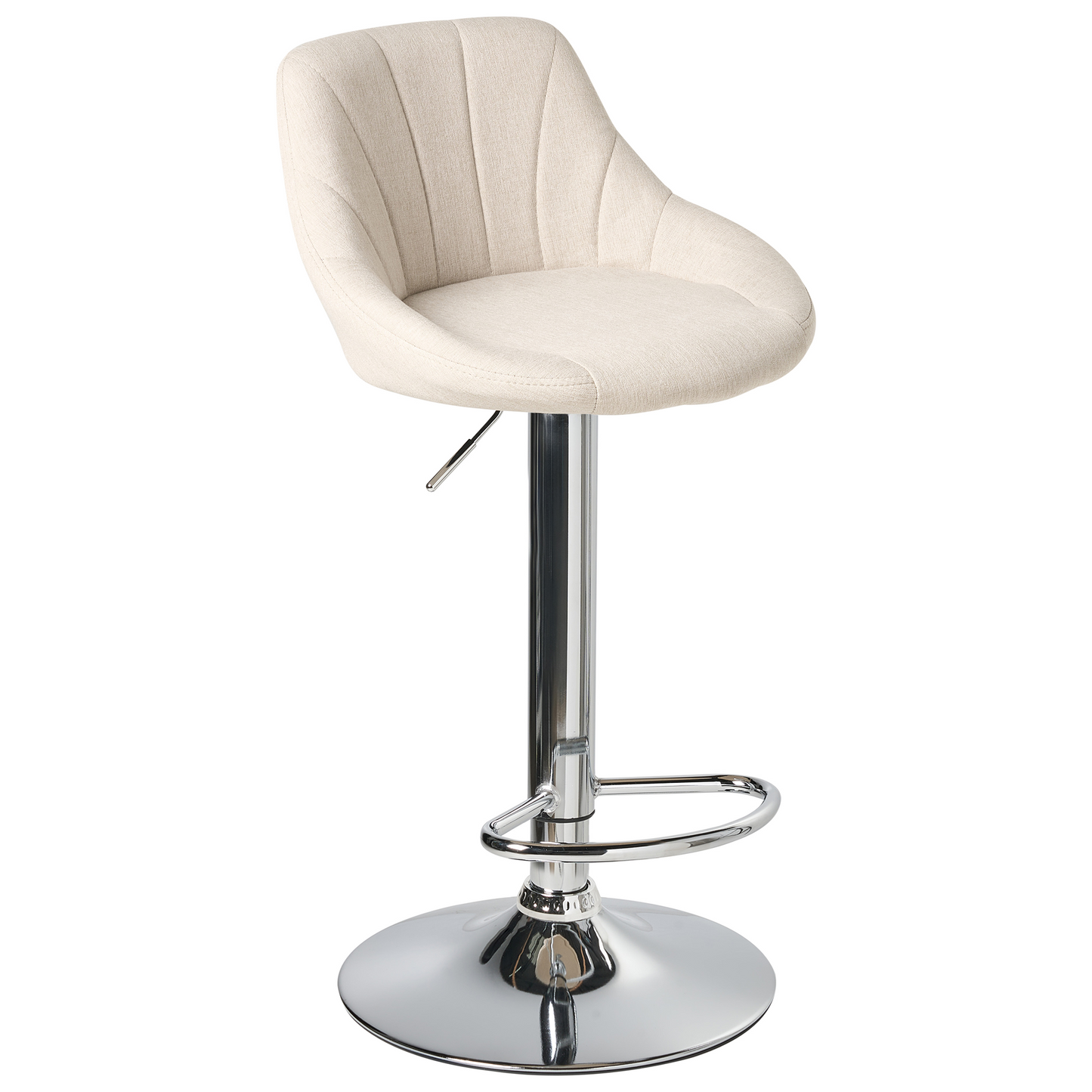 Bar Stools Set Of 2 Light Beige Fabric With Silver Iron Base
