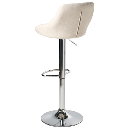 Bar Stools Set Of 2 Light Beige Fabric With Silver Iron Base