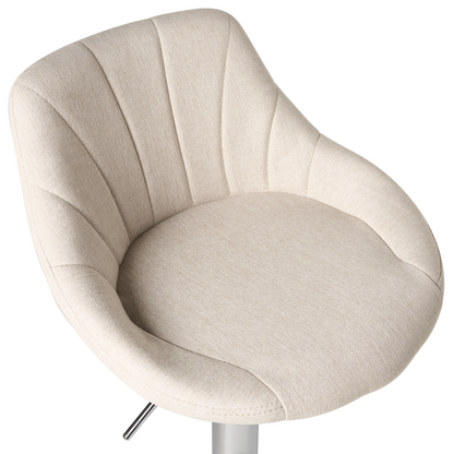 Bar Stools Set Of 2 Light Beige Fabric With Silver Iron Base