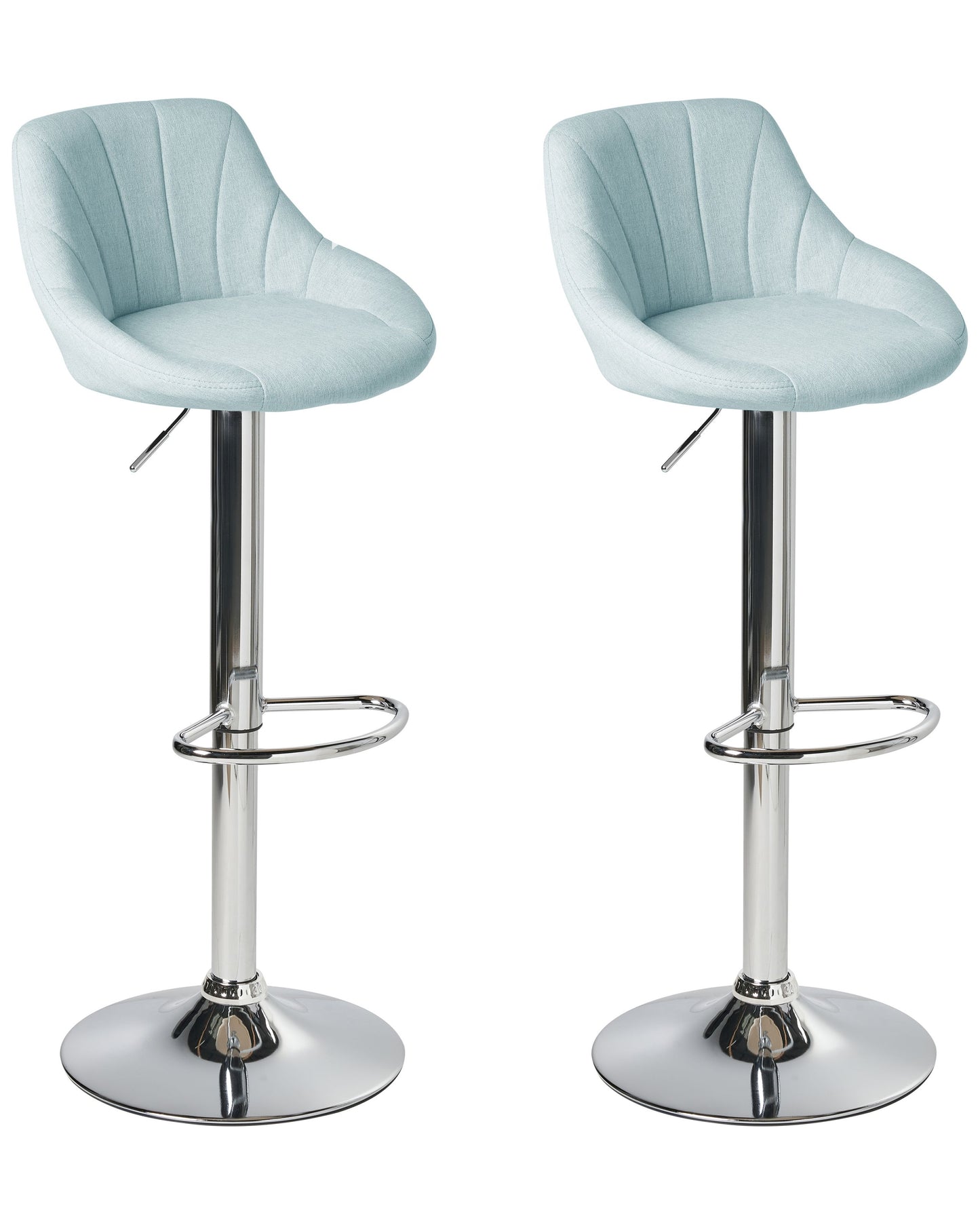 Light Blue Fabric Bar Stool Set Of 2 With Silver Iron Feet