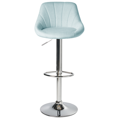 Light Blue Fabric Bar Stool Set Of 2 With Silver Iron Feet