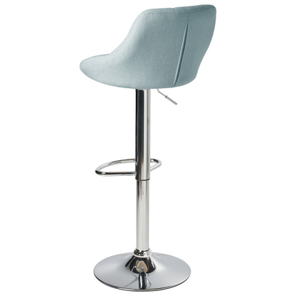 Light Blue Fabric Bar Stool Set Of 2 With Silver Iron Feet