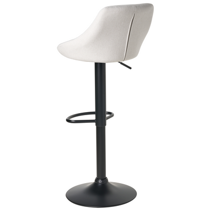 Set of 2 Bar Stools Adjustable Light Grey Fabric Upholstered Legs