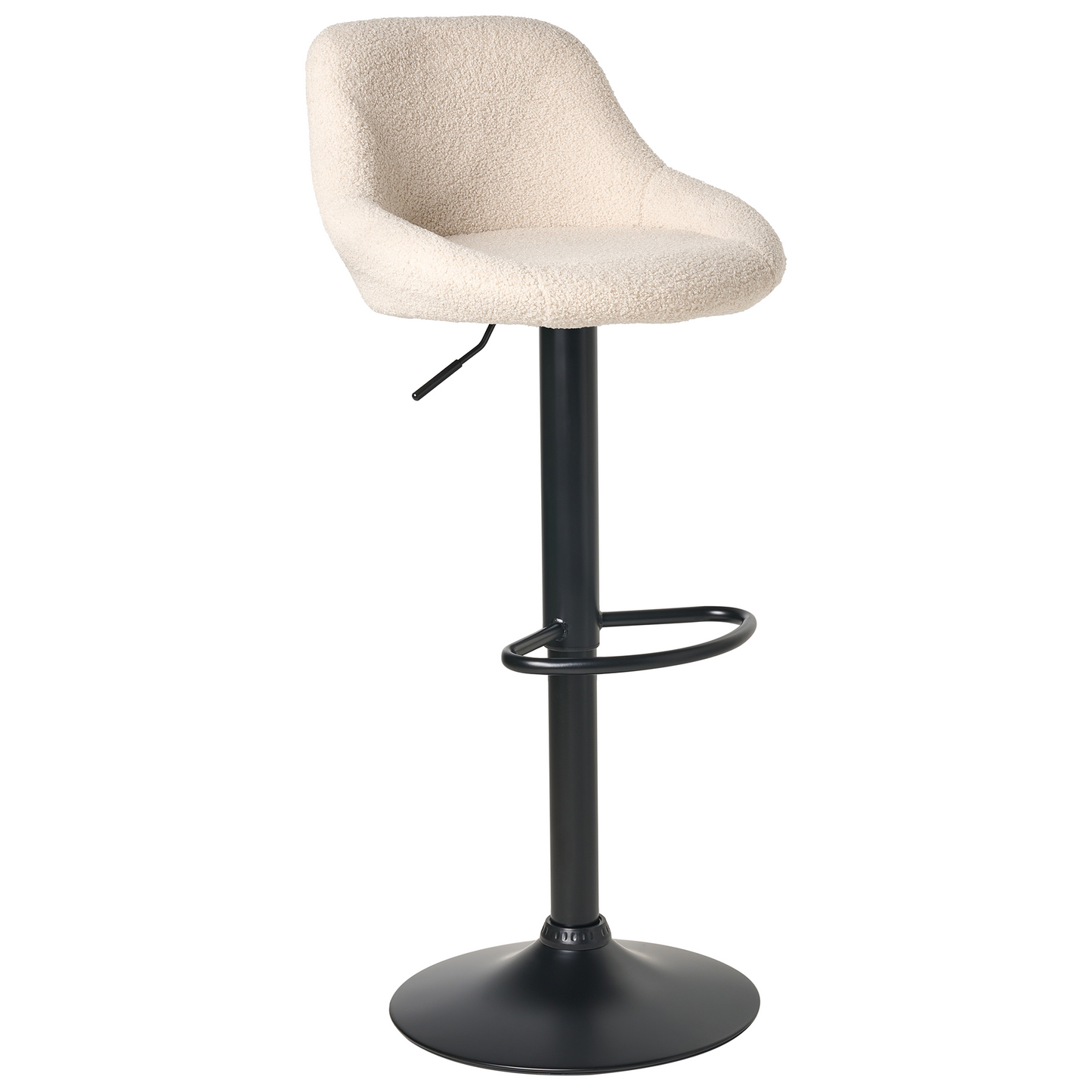 Boucle Bar Stools Set of 2 Light Beige Black Legs Adjustable