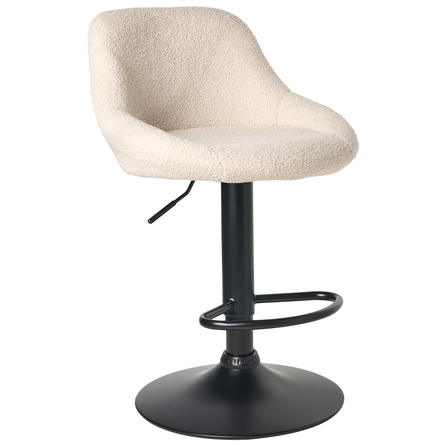Boucle Bar Stools Set of 2 Light Beige Black Legs Adjustable
