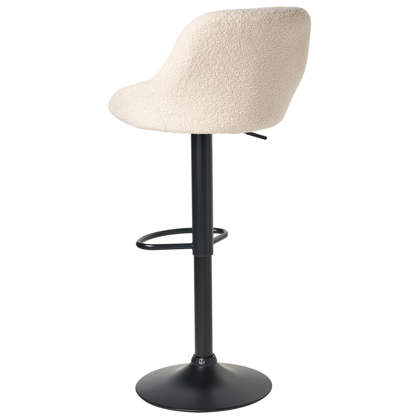 Boucle Bar Stools Set of 2 Light Beige Black Legs Adjustable