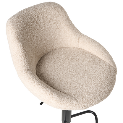 Boucle Bar Stools Set of 2 Light Beige Black Legs Adjustable