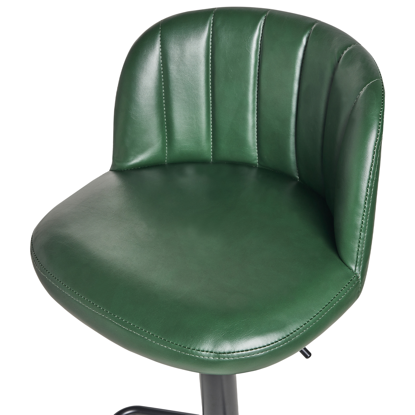 Dark Green Faux Leather Swivel Bar Stools Set Of 2 With Black Footrests Retro Style