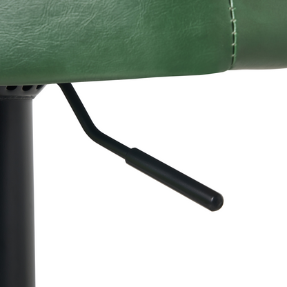 Dark Green Faux Leather Swivel Bar Stools Set Of 2 With Black Footrests Retro Style