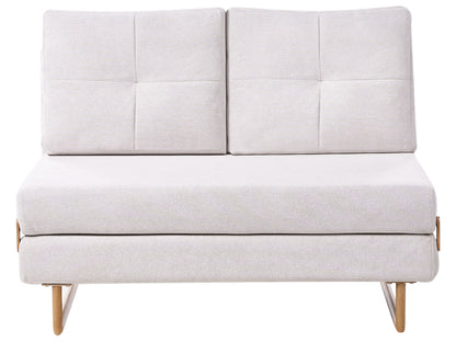 Living 2 Seater Sofa Bed Off White Fabric With Fold Out Sleeping Function For Small Living Rooms