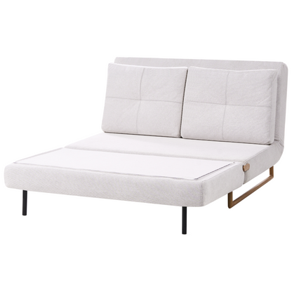 Living 2 Seater Sofa Bed Off White Fabric With Fold Out Sleeping Function For Small Living Rooms