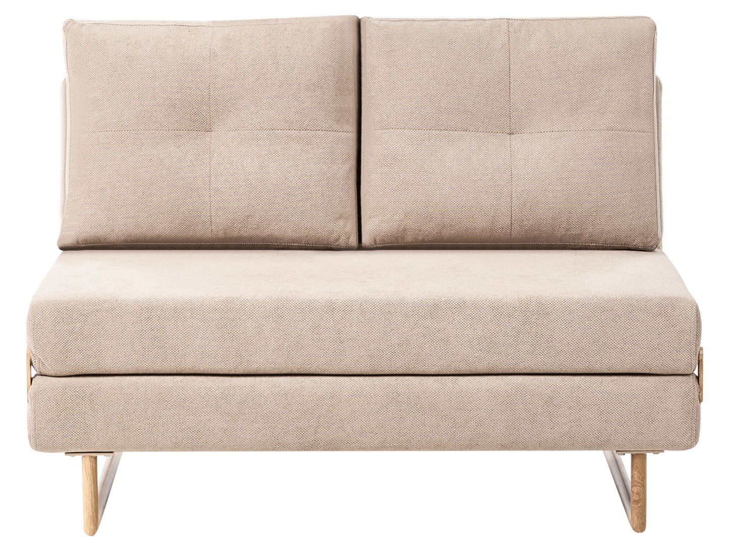 Two Seater Sofa Bed Light Brown Fabric With 5 Position Reclining Backrest