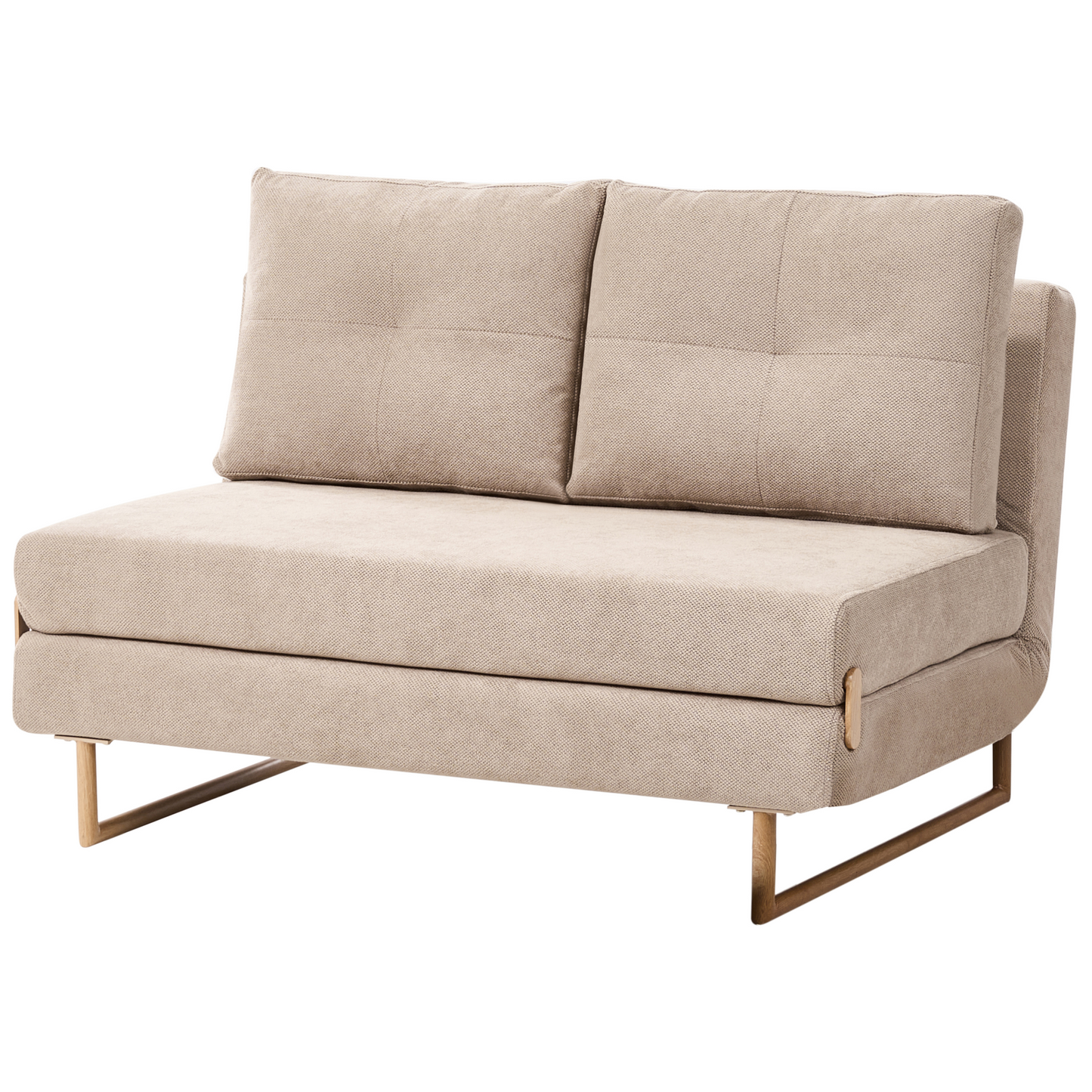 Two Seater Sofa Bed Light Brown Fabric With 5 Position Reclining Backrest