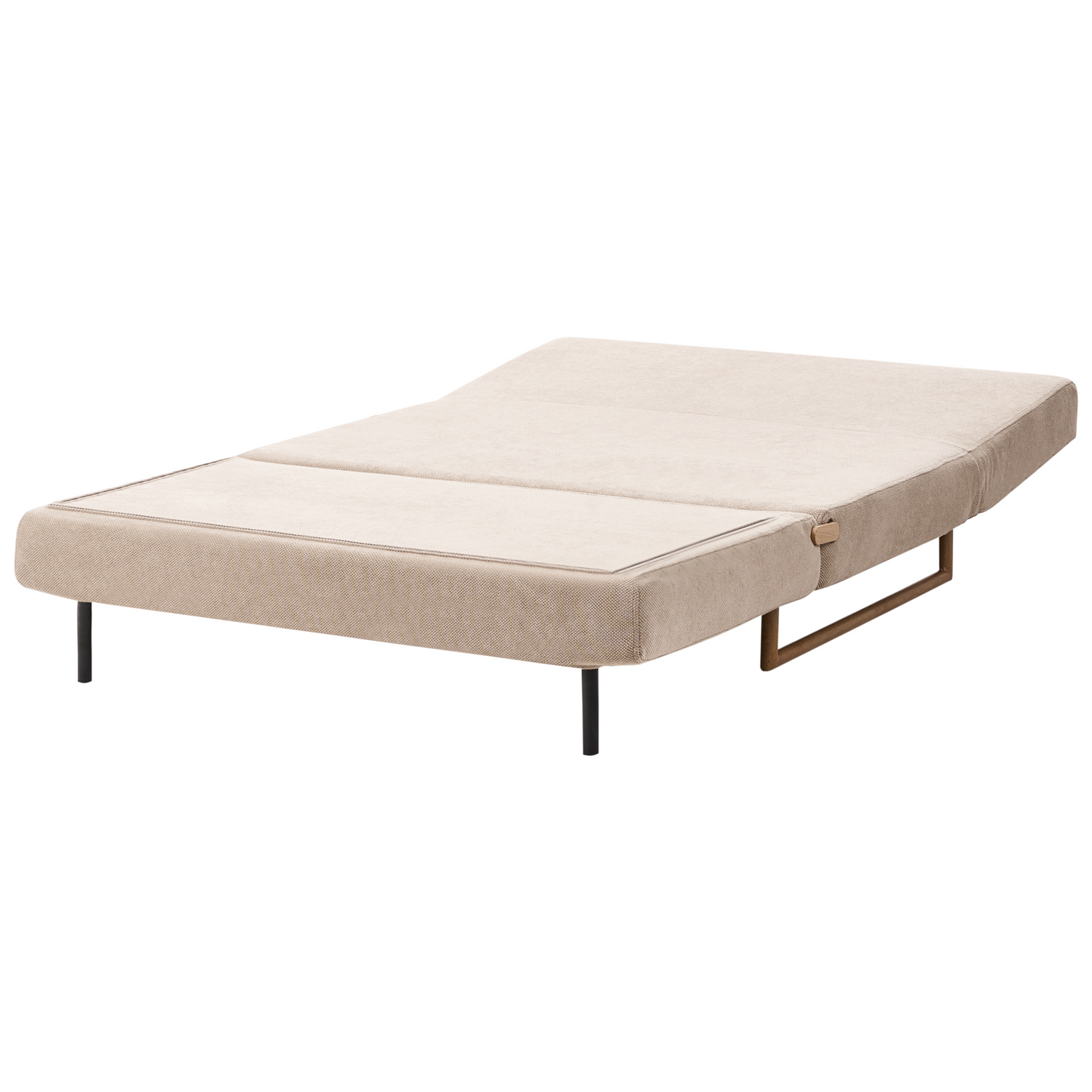 Two Seater Sofa Bed Light Brown Fabric With 5 Position Reclining Backrest