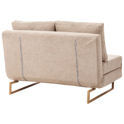 Two Seater Sofa Bed Light Brown Fabric With 5 Position Reclining Backrest