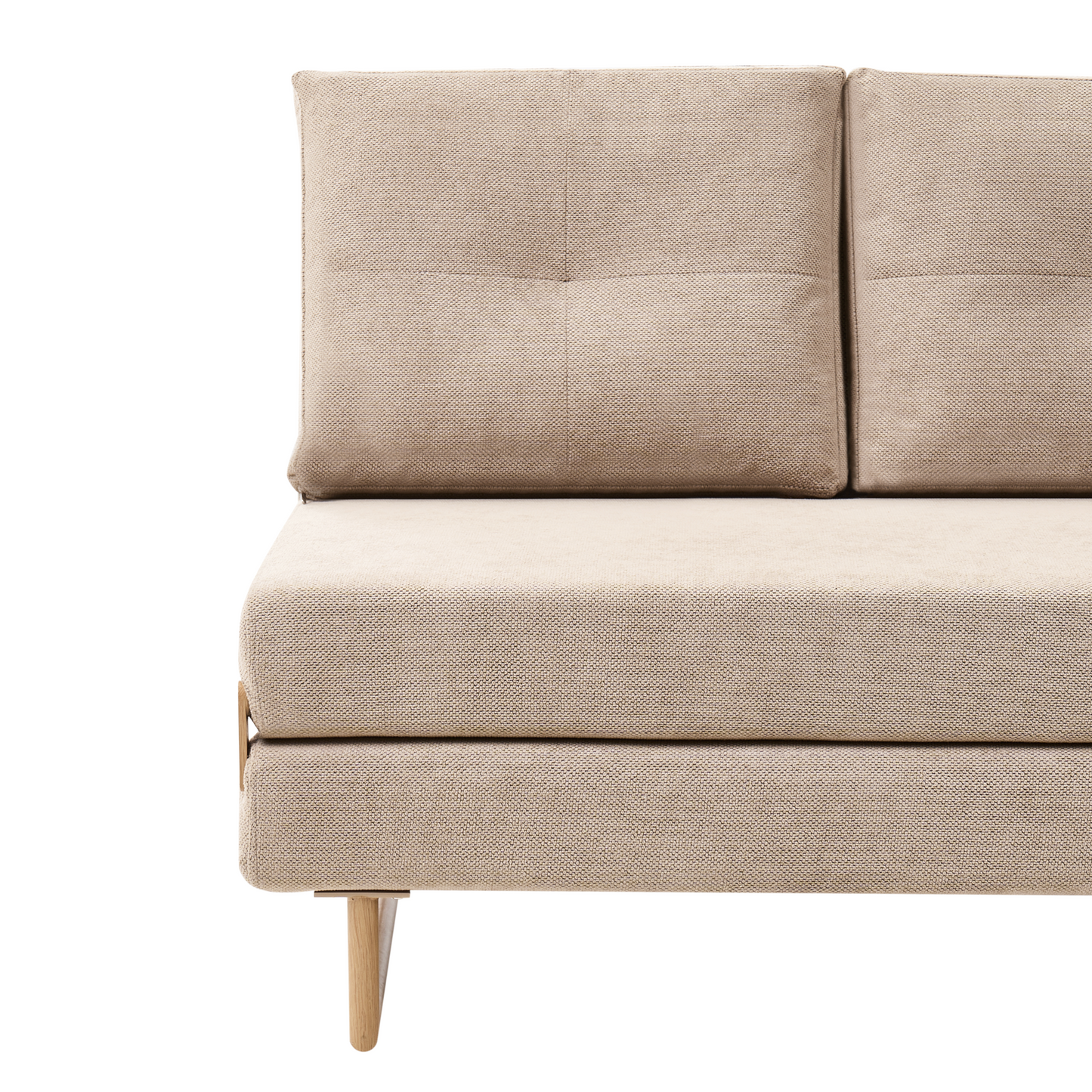 Two Seater Sofa Bed Light Brown Fabric With 5 Position Reclining Backrest