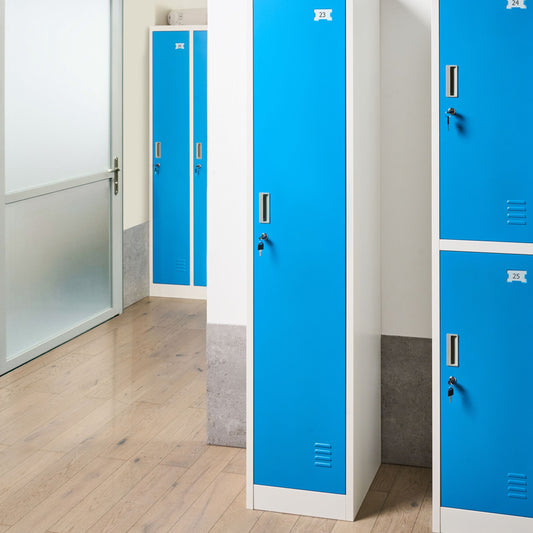 Storage Locker White Blue Metal Cabinet With Locking Doors