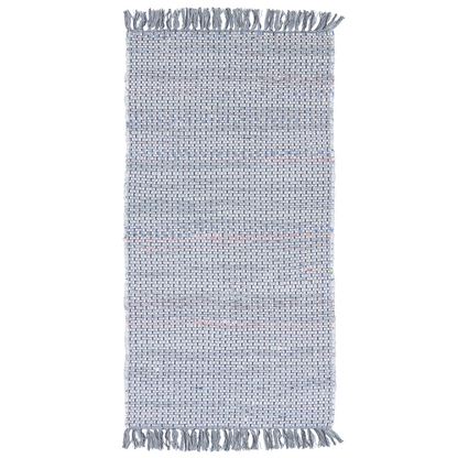 Rag Rug Grey Cotton 80 x 150cm Fringed Rectangular Handmade Boho Eclectic Rug For Living Room