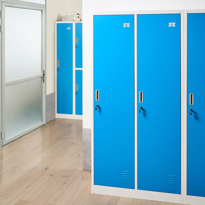 Two Door Storage Locker White And Blue Metal Cabinet For Gym And School Changing Rooms